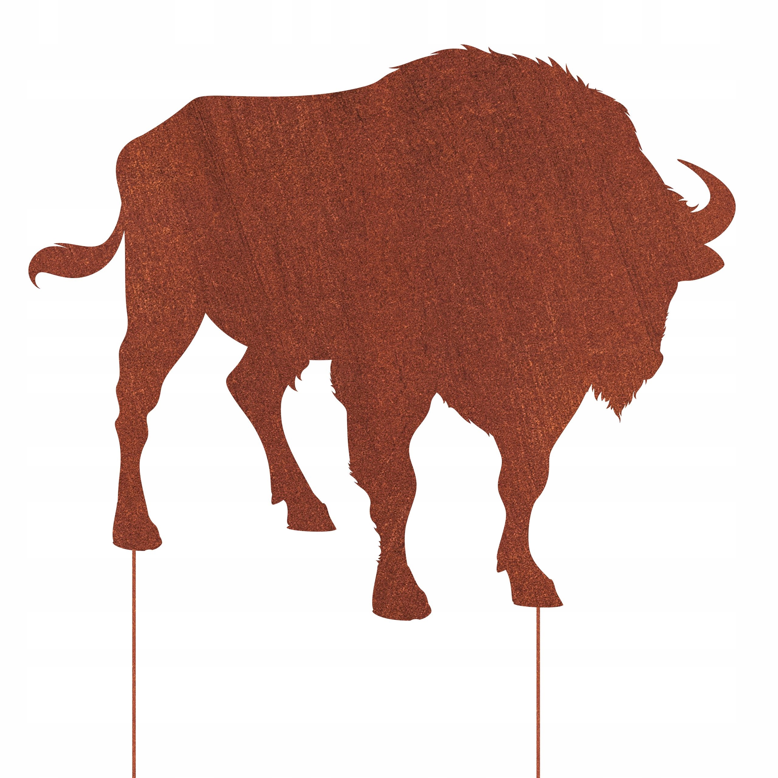 Zahradní Dekorace Zubr Z Cortenové Oceli, Patinovaná, Figurka 61x50 CM