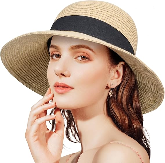 Anluke Dámský sluneční klobouk na pláž Uv ochrana béžová