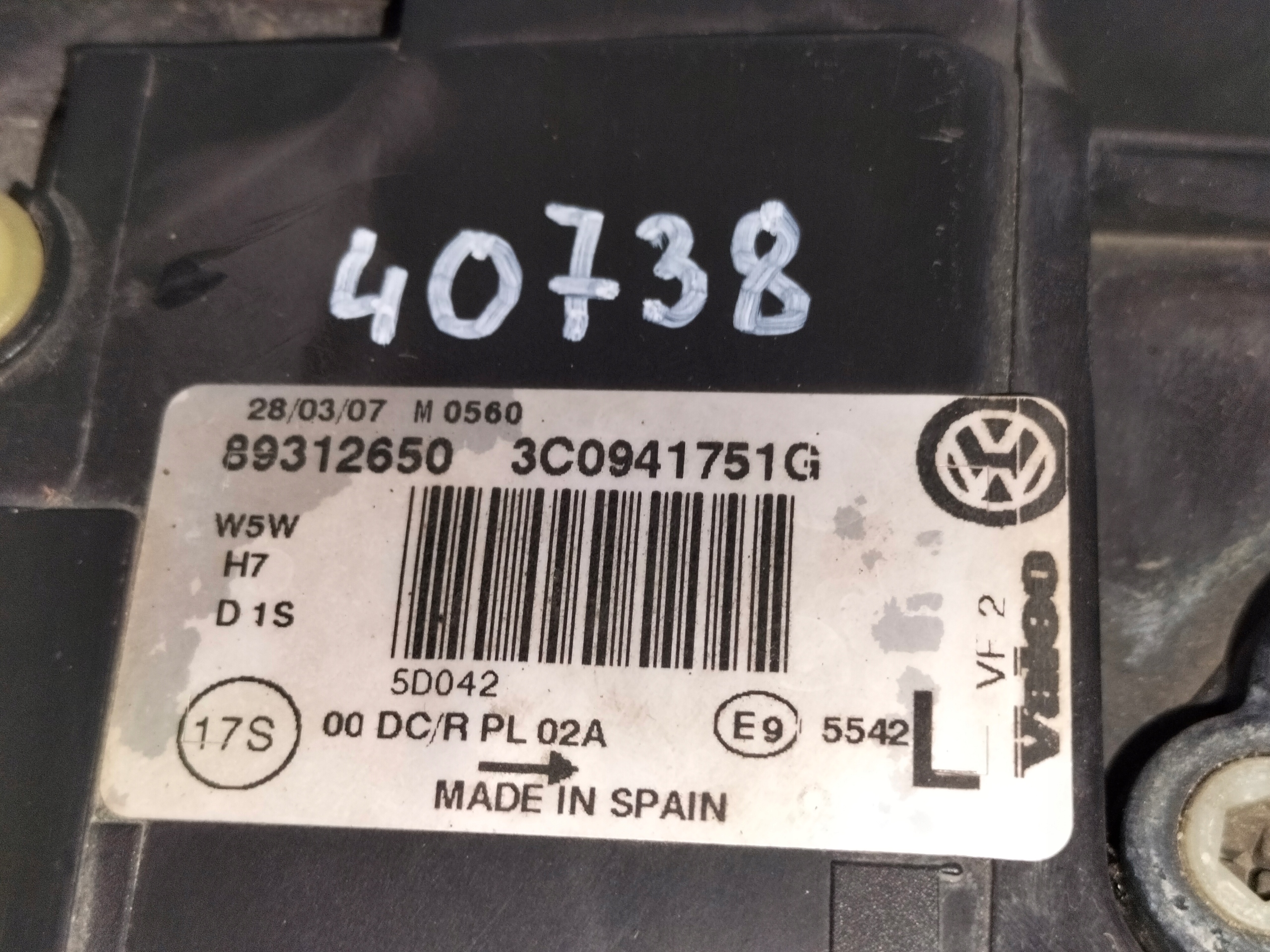 light front reflektor left VW PASSAT B6 3C0 05-07 XENON