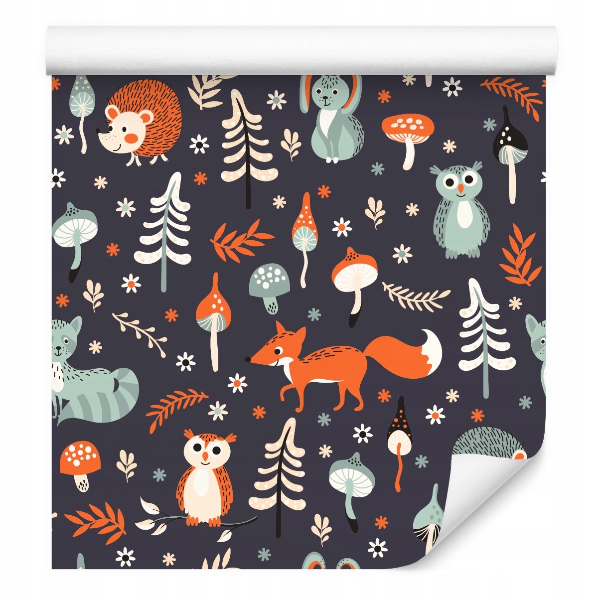 Dětská tapeta zvířata Lišky sovy stromy les