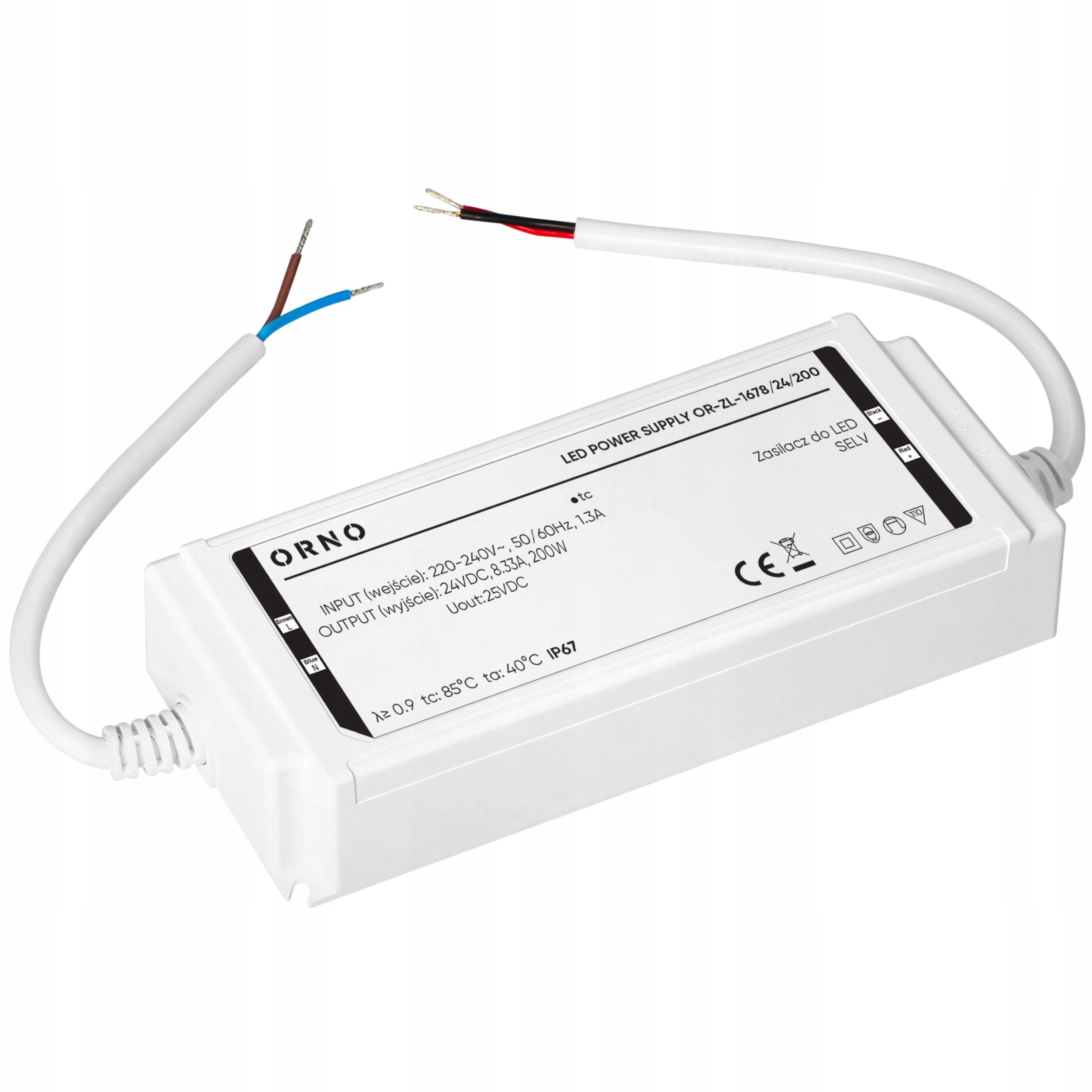 Led zdroj IP67 hermetický 24V 200W, plastové pouzdro