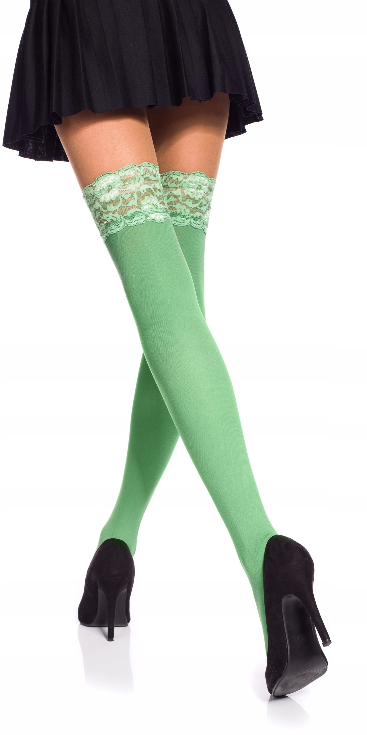 Pończochy z mikrofibry 40 DEN, #5, jasny zielony Wykończenie matowe