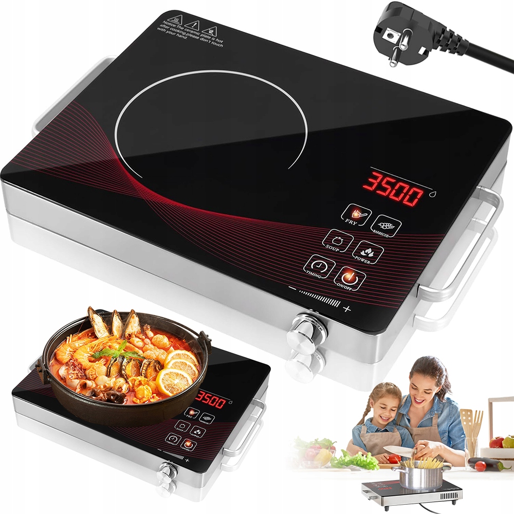 Kuchenka Indukcyjna 4 Funkcje Palnik Podczerwien Stal Nierdzewna Wentylator