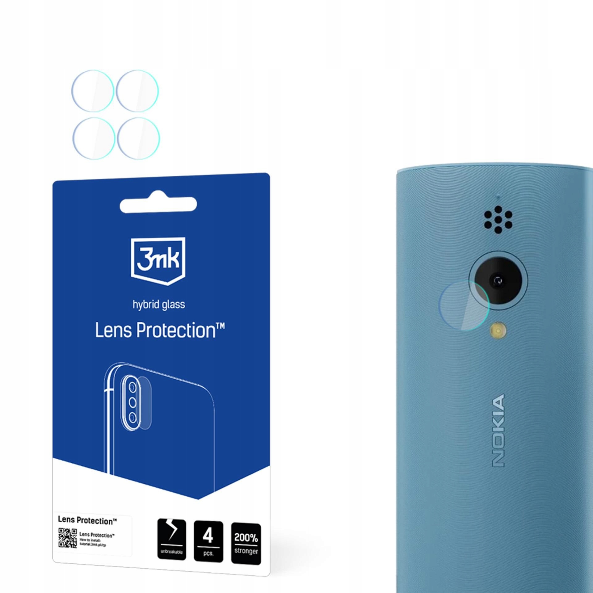 4x Szkło na obiektyw aparatu do Nokia 150 2023 3mk Lens Protection