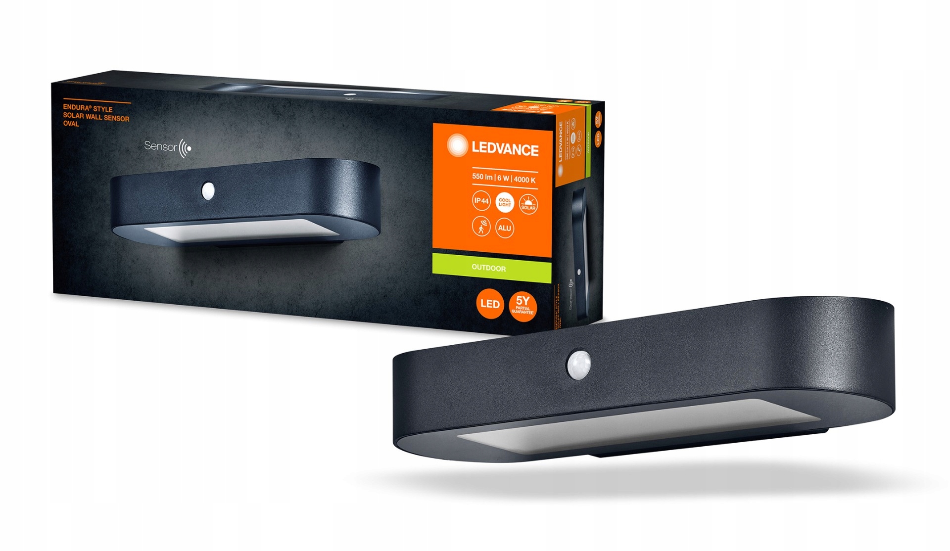 Zahradní nástěnné svítidlo Ledvance černé, integrovaný Led zdroj, 6 W