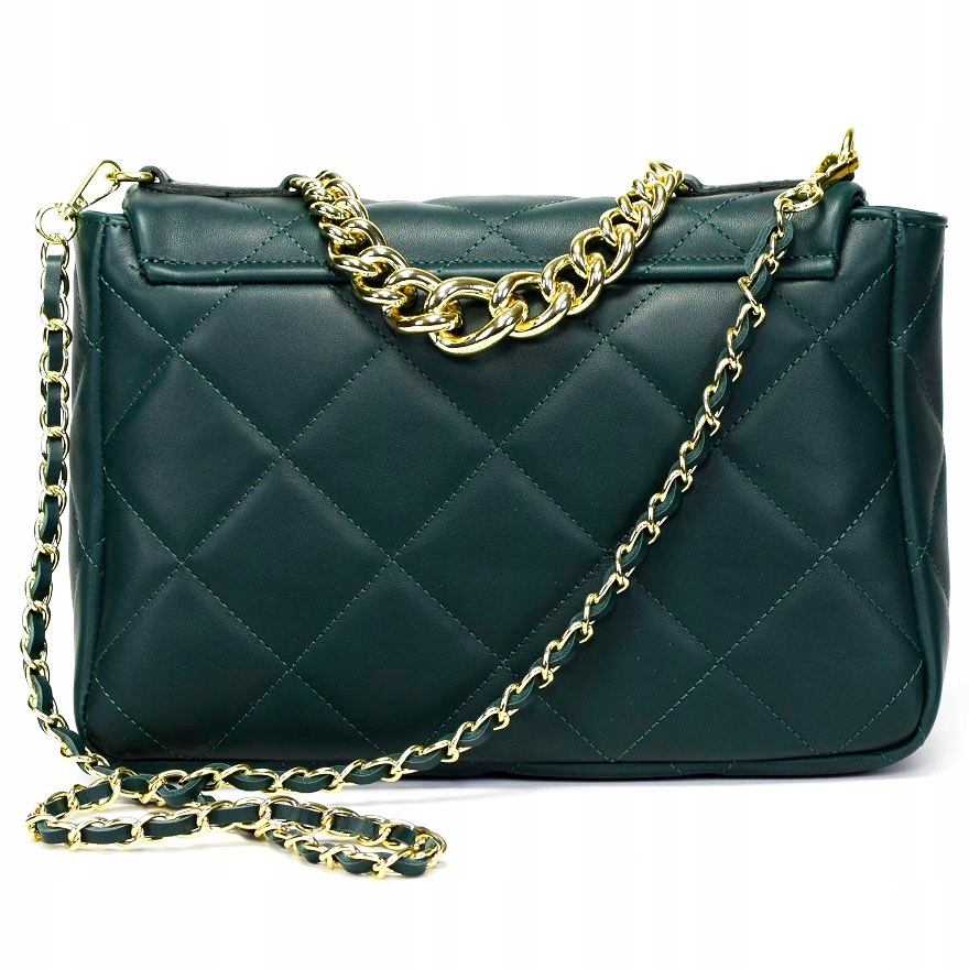 WŁOSKA TOREBKA SKÓRA PIKOWANA SZMARAGD XXL 480Y Kolor zielony