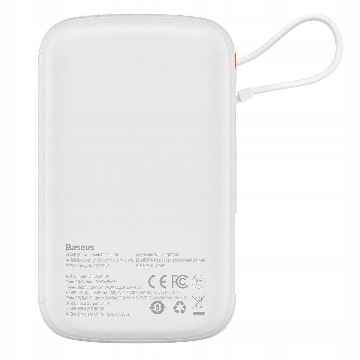 Baseus Qpow Digital Display powerbank z szybkim ładowaniem 10000mAh 22,5W Q