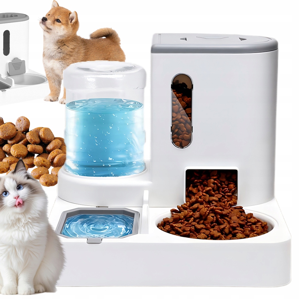 Levně Výdejník Vody A Krmiva Miska Pro Kočky A Psa Dávkovač 2V1 Napáječka 3.2L