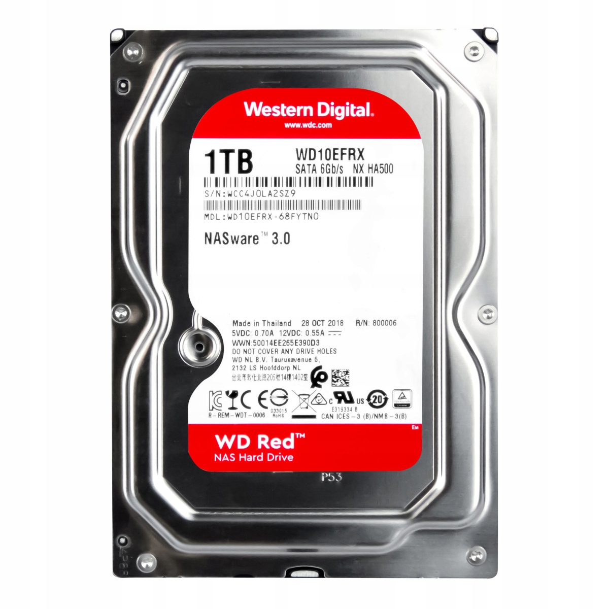 Wd Red 1TB 5,4k 64MB Sata III 3,5'' WD10EFRX NASware 3.0 Nx HA500