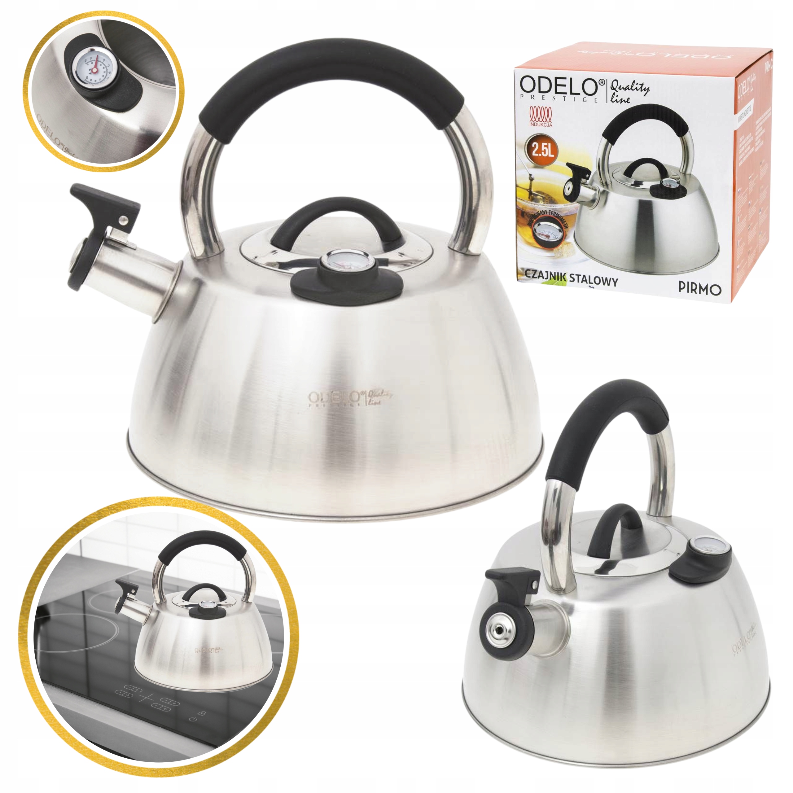 

Czajnik 2,5L Z Gwizdkiem Termometrem Gaz Indukcja