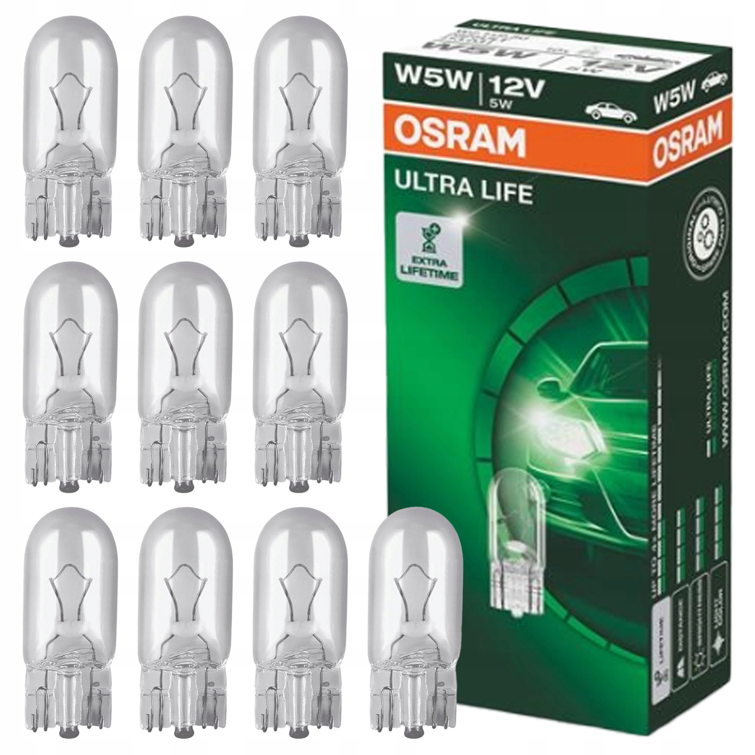 10 x Osram Ultra Life Żarówka W5W 12V 5W