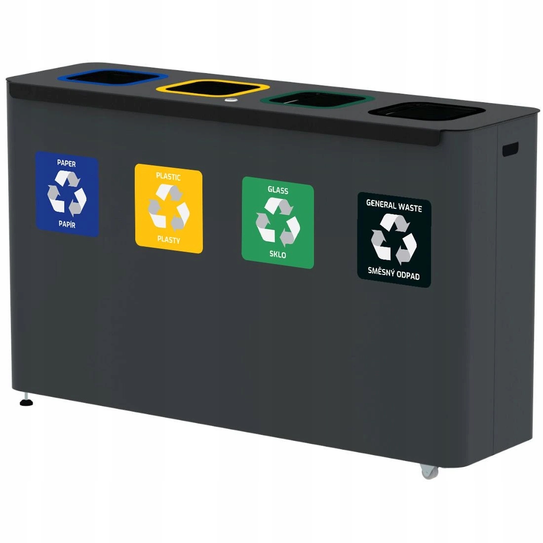 Levně Sestava na tříděný odpad Eko Star Station 4 x 60 l, lakovaná ocel, šedá