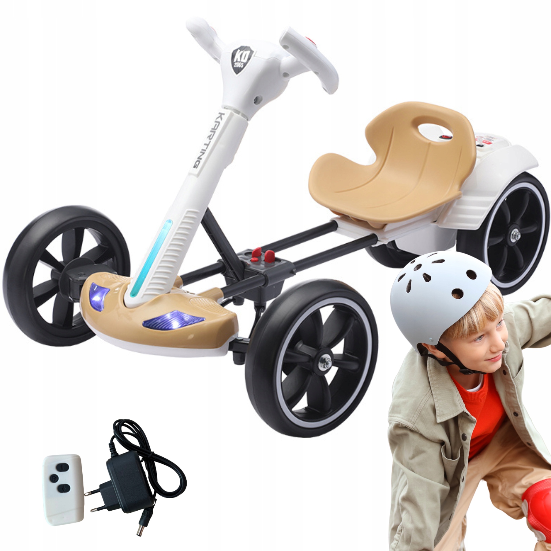 Gokart elektryczny dla dzieci Led pilot składany 3-7 lat obciążenie 30 kg