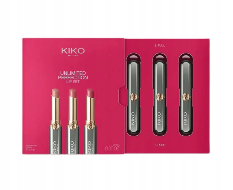 Kiko Milano Unlimited Perfection 01 Sada 3 krémových rtěnek