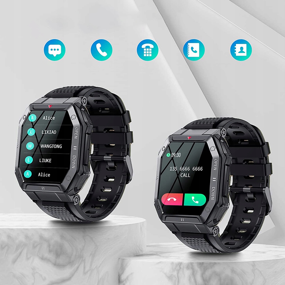 Smartwatch Bluetooth K55 Monitor Serca i Ciśnienia Fitness Tracker Rodzaj paska Pasek