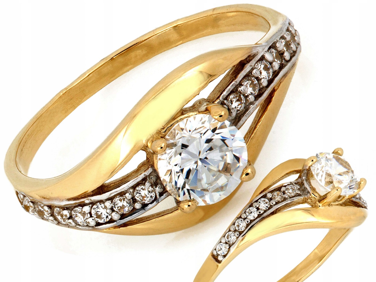 Prstýnek se zirkony 585 14k Zlato 2.62g Velikost 20 Solitare