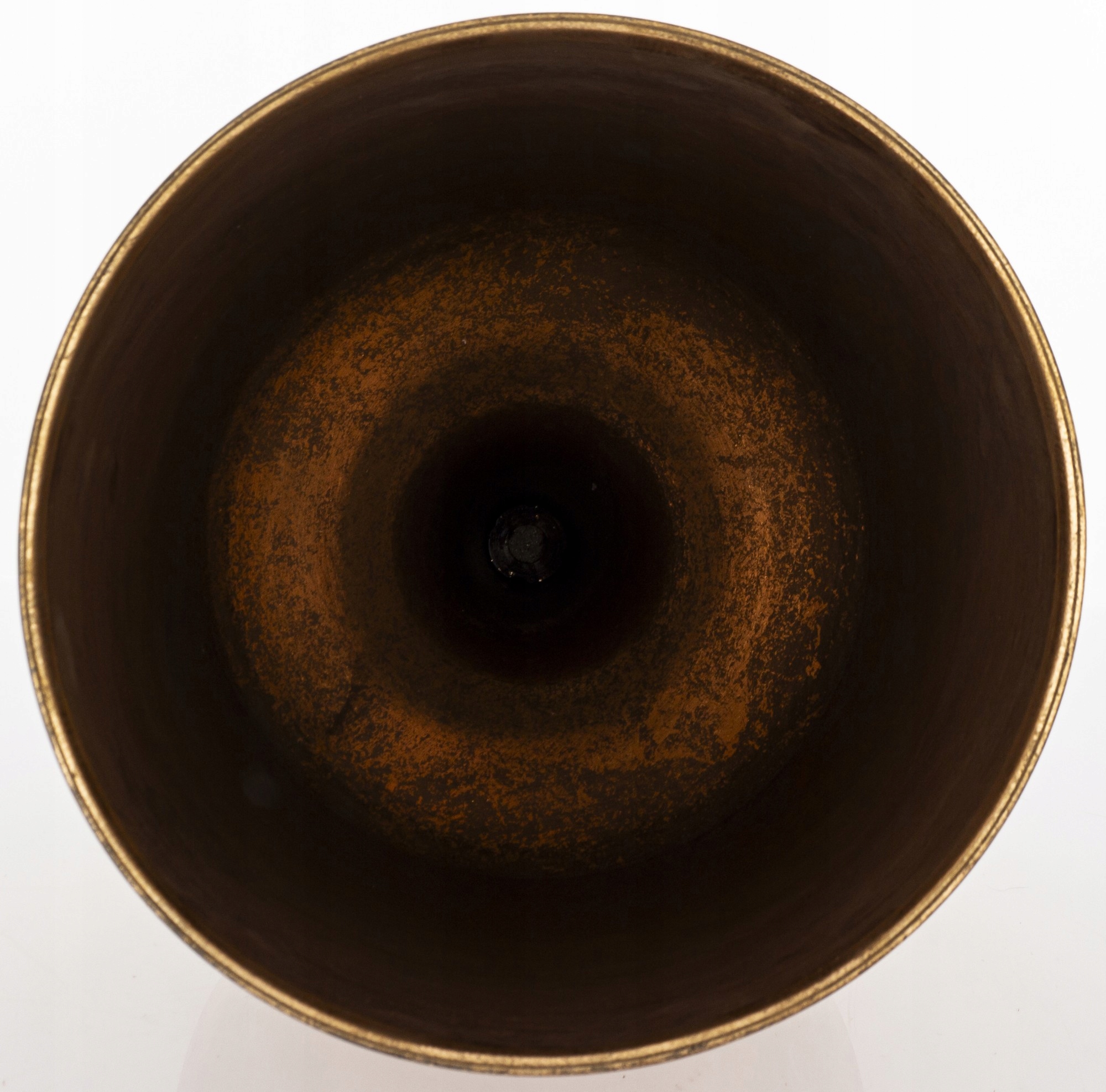 Złota antyczna metalowa postarzana osłonka wazon na nóżce Wysokość produktu 45.5 cm