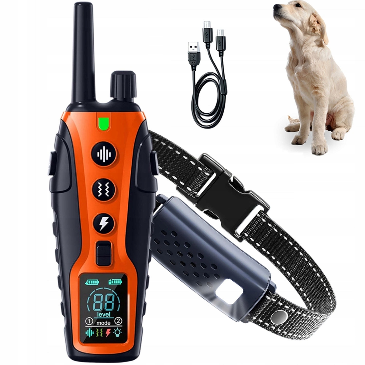 Levně Voděodolný tréninkový obojek pro psa s funkcí zvuku vibrací, 3 režimy