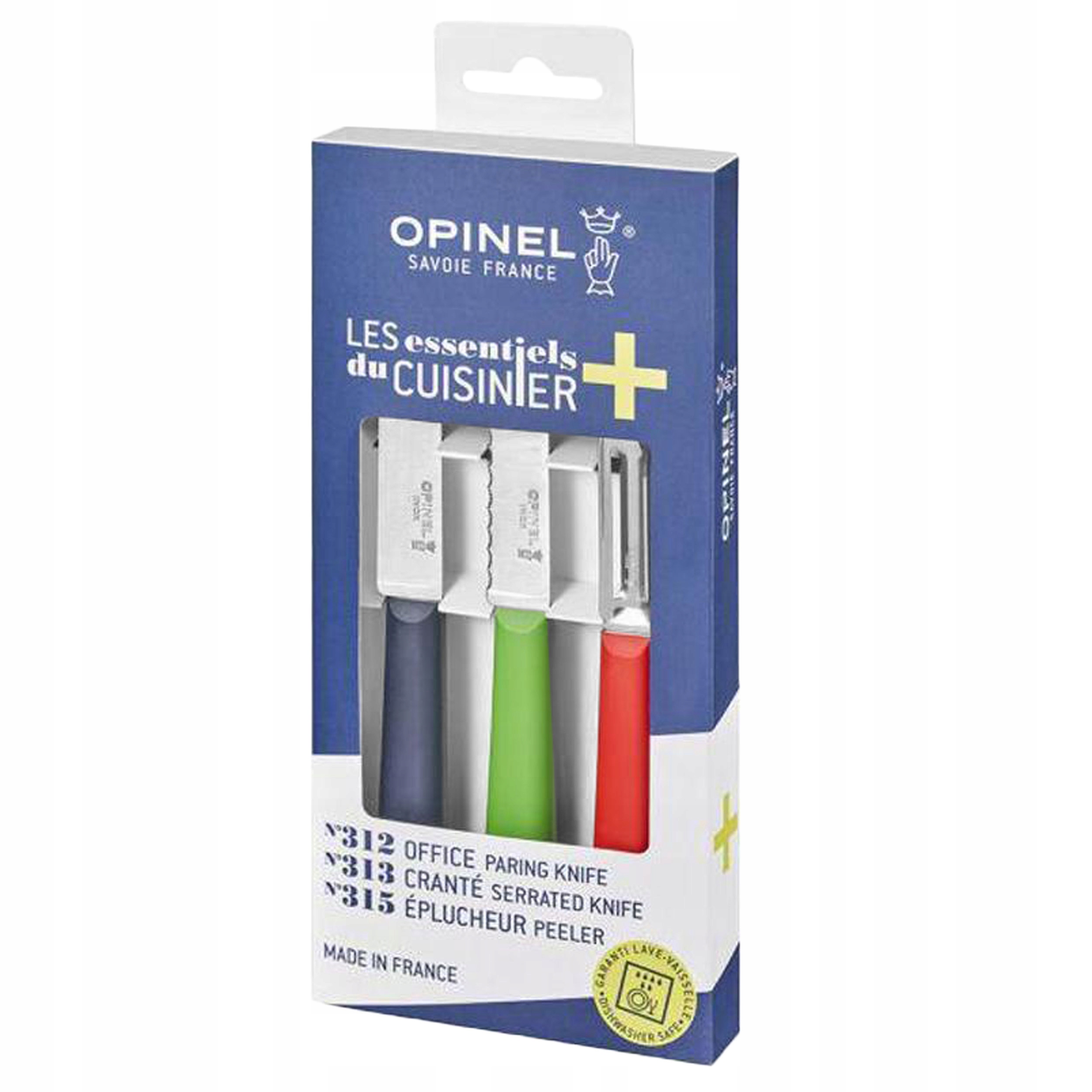 Opinel Les Essentiels+ Trio sada 3 nože na loupání, zoubkovaný škrabák