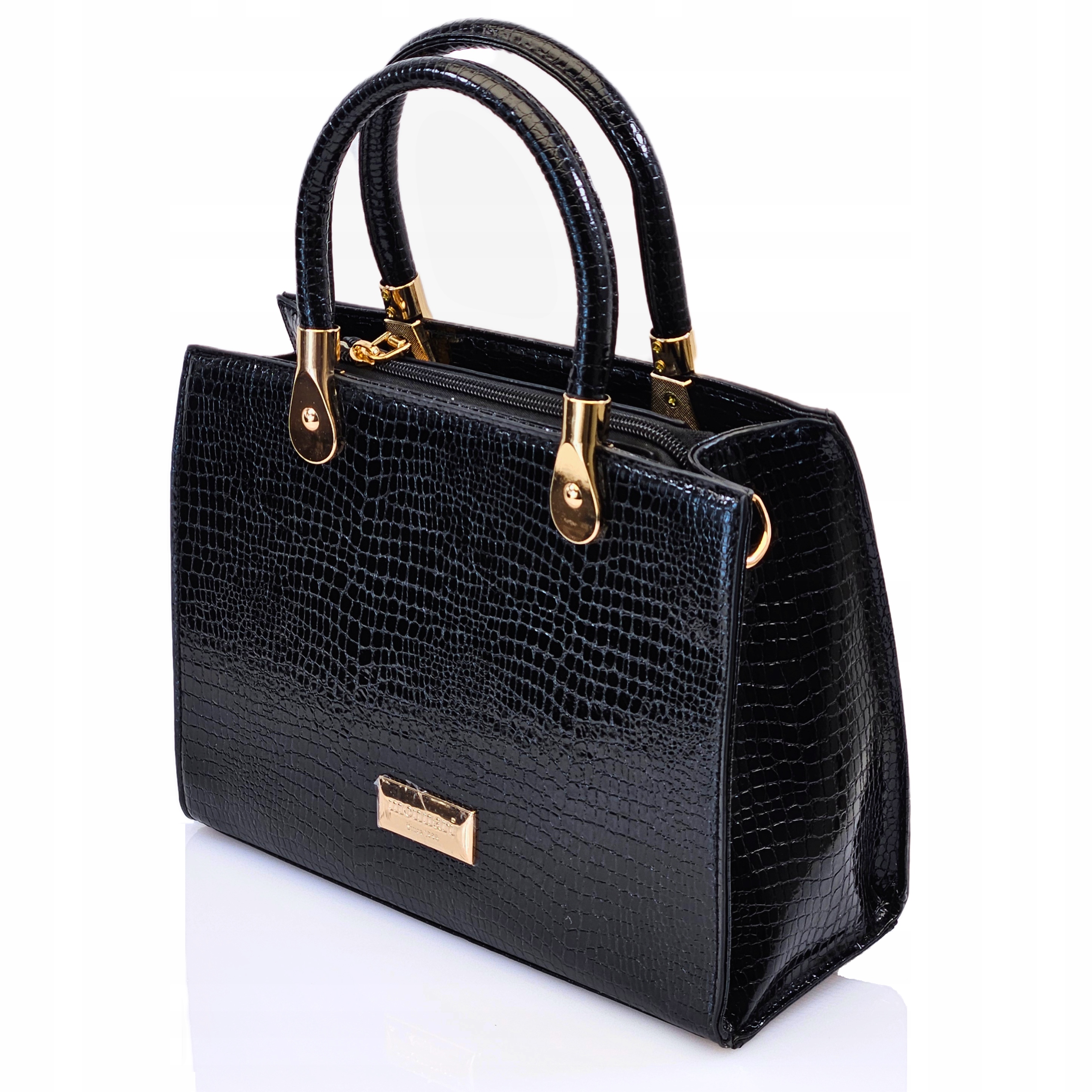 Torebka Damska Monnari Czarna Klasyczna Kuferek Na Ramię Skóra Eko Krokodyl