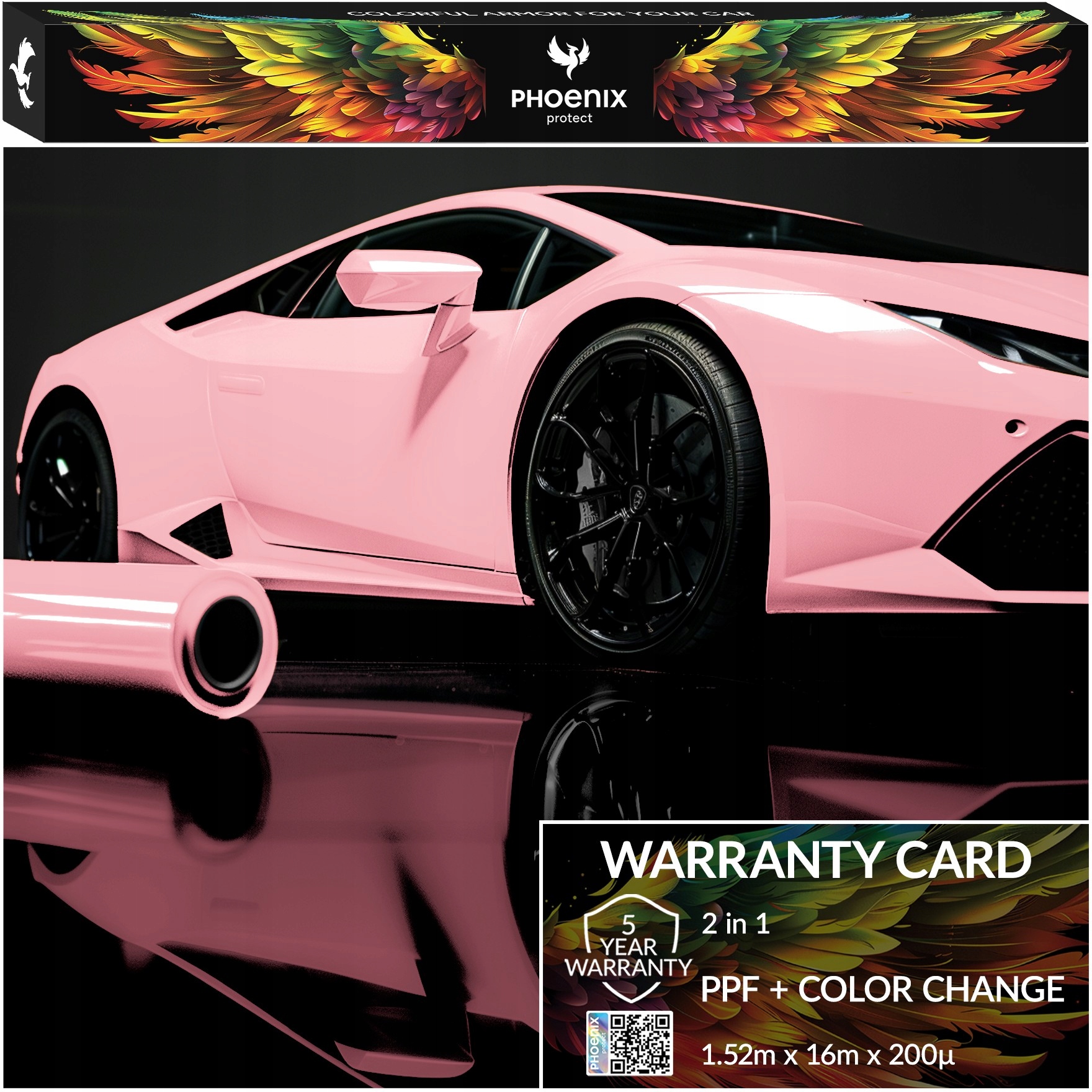 Farebná fólia Ppf Phoenix Protect Zmena farby auta Gloss Rouge Pink