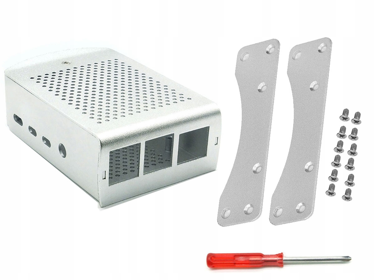 Raspberry Pi 4 aluminiowa obudowa z radiatorami srebrna