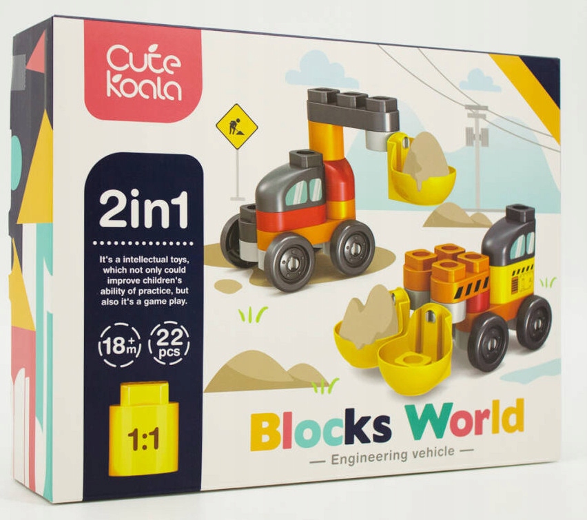 KLOCKI DLA NAJMŁODSZYCH MASZYNY BUDOWLANE 2w1