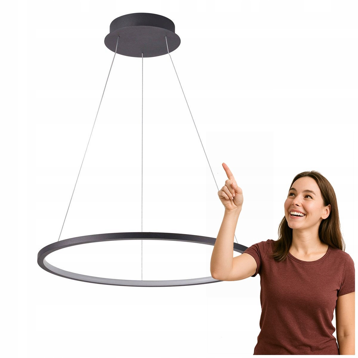 Moderná závesná lampa Vinola Led 48W, čierna, Italux