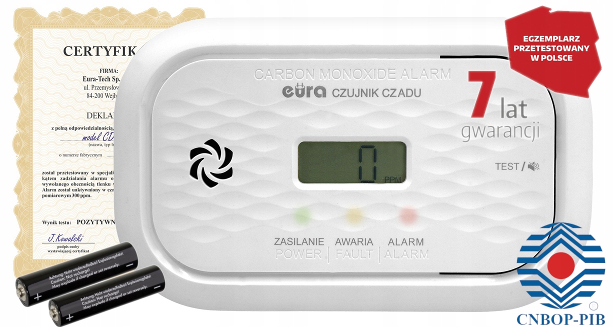 Czujnik tlenku węgla Eura CD-72A2v7300/B czujnik czadu