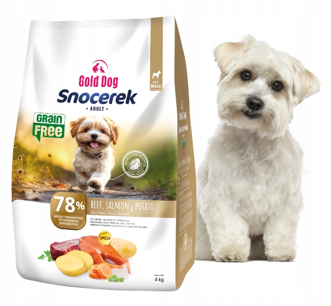 Levně Krmivo pro maltézáky bezobilné Gold Dog 4 kg malé plemeno hovězí brambory