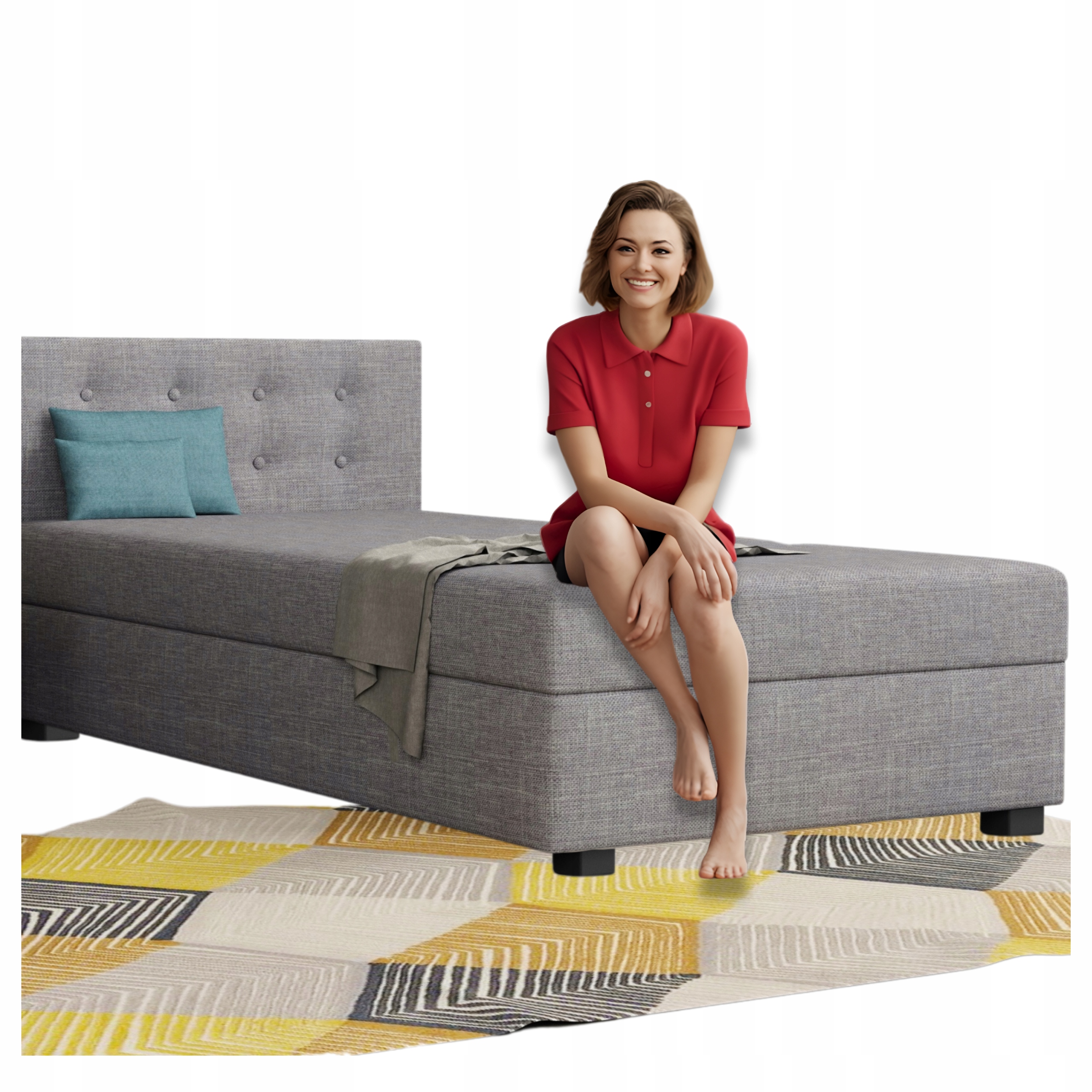 Jednolůžko čalouněné 90 x 195 cm Jednolůžkový gauč s úložným prostorem