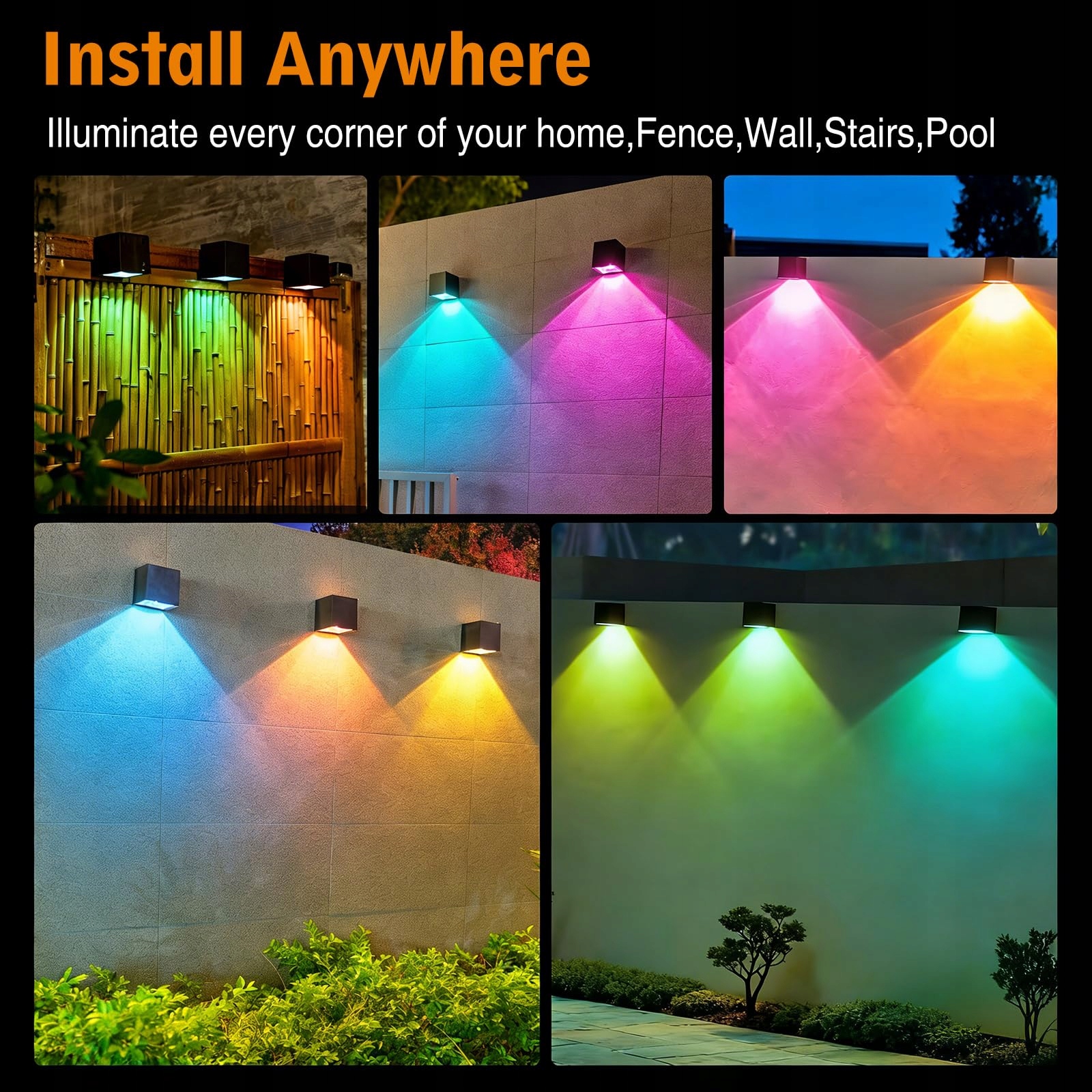 Lampa Solarna Zewnętrzna Ogrodowa Na Taras Ciepła RGB IP65 WOWLELA — miniatura 3