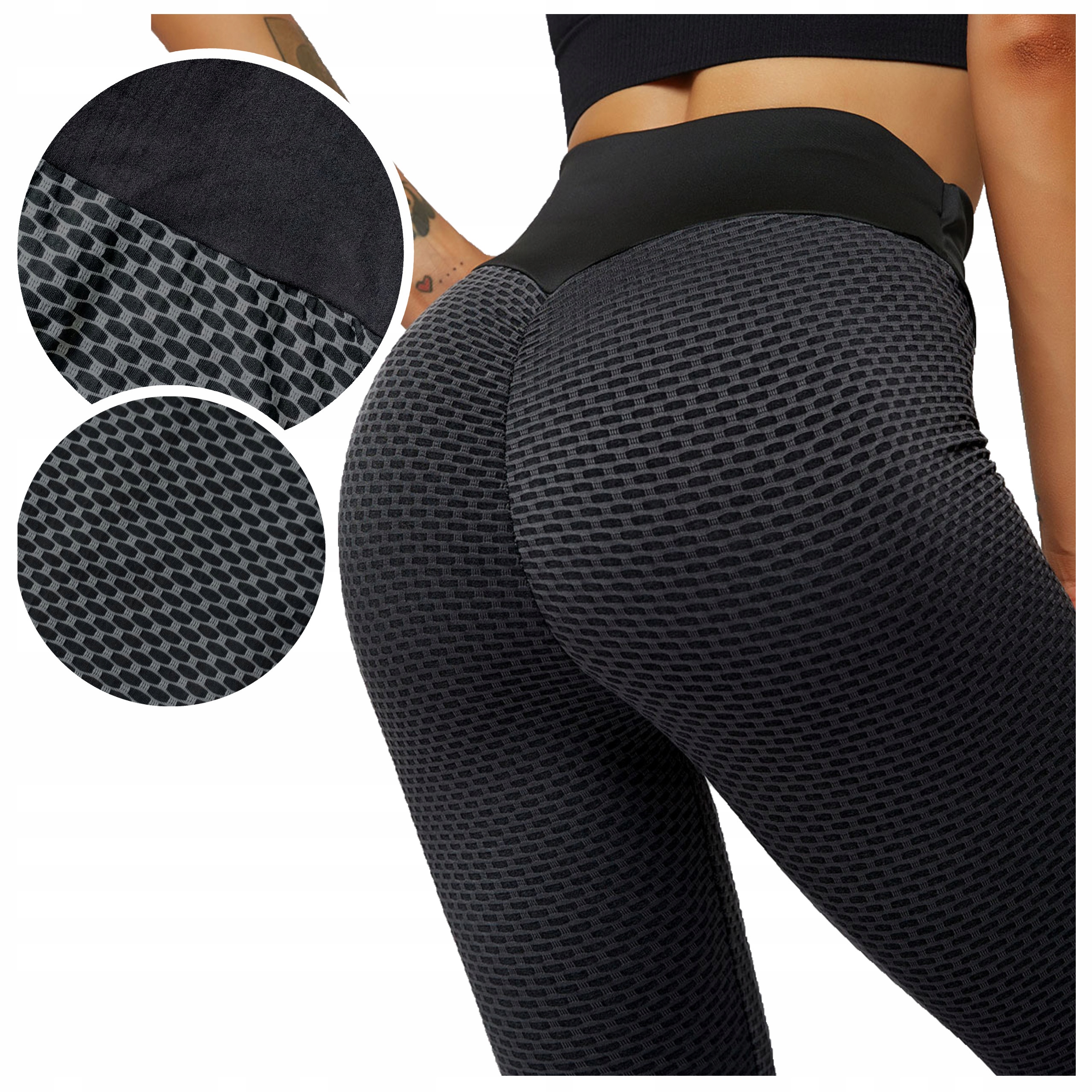 

Legginsy sportowe Push up Karbowane wysoki Stan L