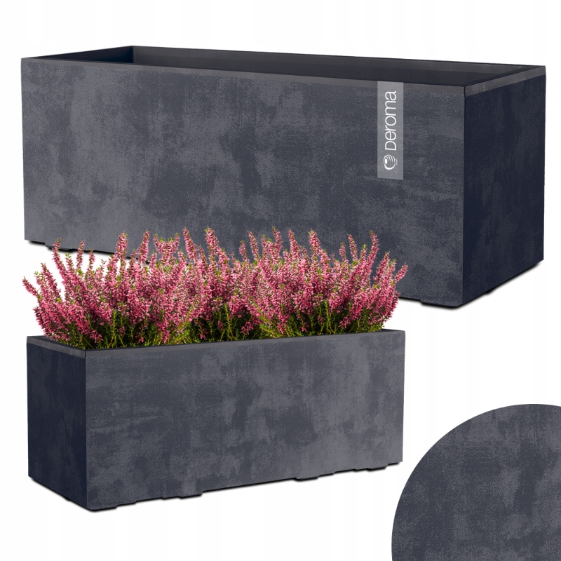 Donica Doniczka Prostokątna Deroma Efekt Betonu 59CM Millennium Antracyt