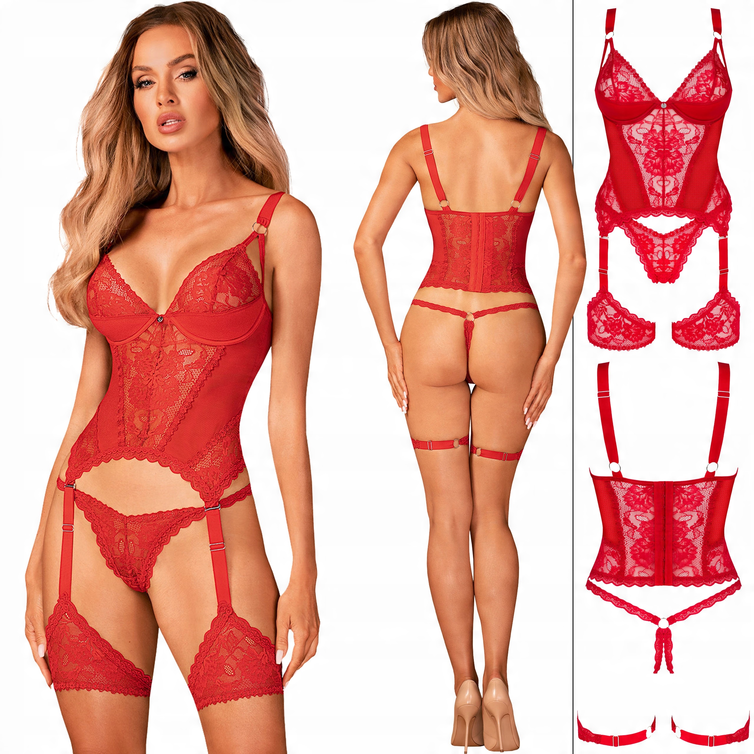 

Obsessive Belovya Gorset i Stringi XL/2XL