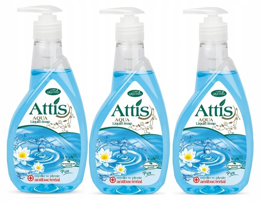 

Antybakteryjne mydło z dozownikiem Attis 3x 400ml