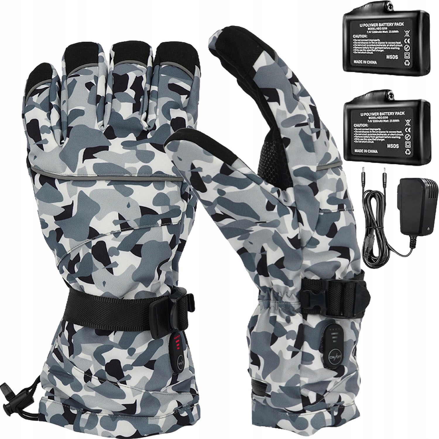 Grube Podgrzewane Rękawice Z Polaru Wododporne Z 2x Baterią I Ładowarką XL