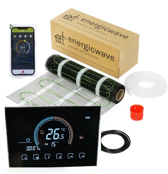 Hotová sada topení vyhřívací podložka s termostatem 7 m2, topná rohož,