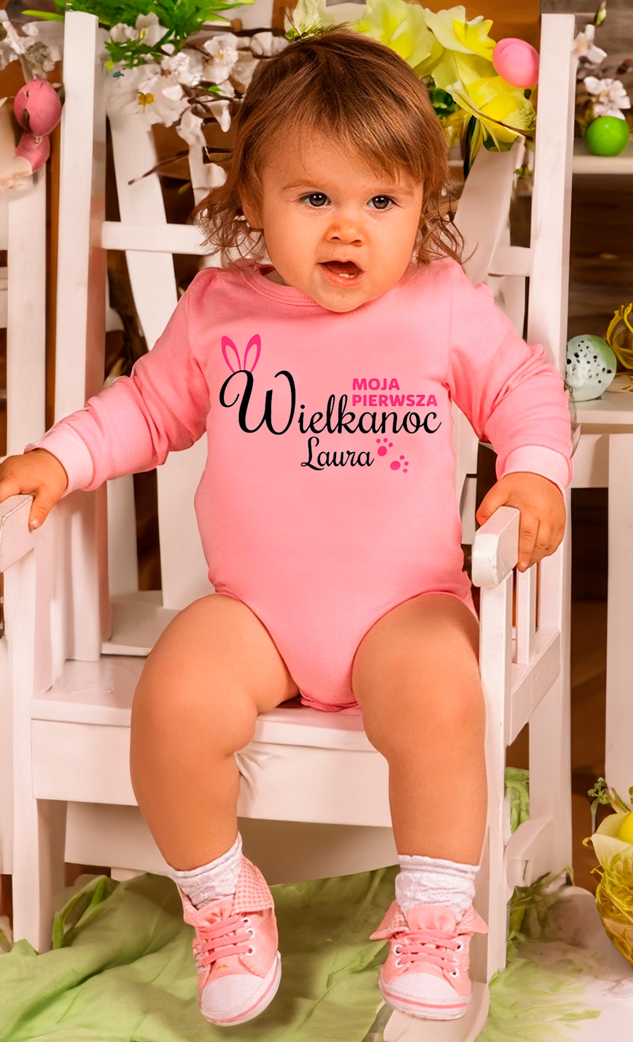 Body dziecięce niemowlęce nadruk Moja Pierwsza Wielkanoc Imię r.80 Marka Axima