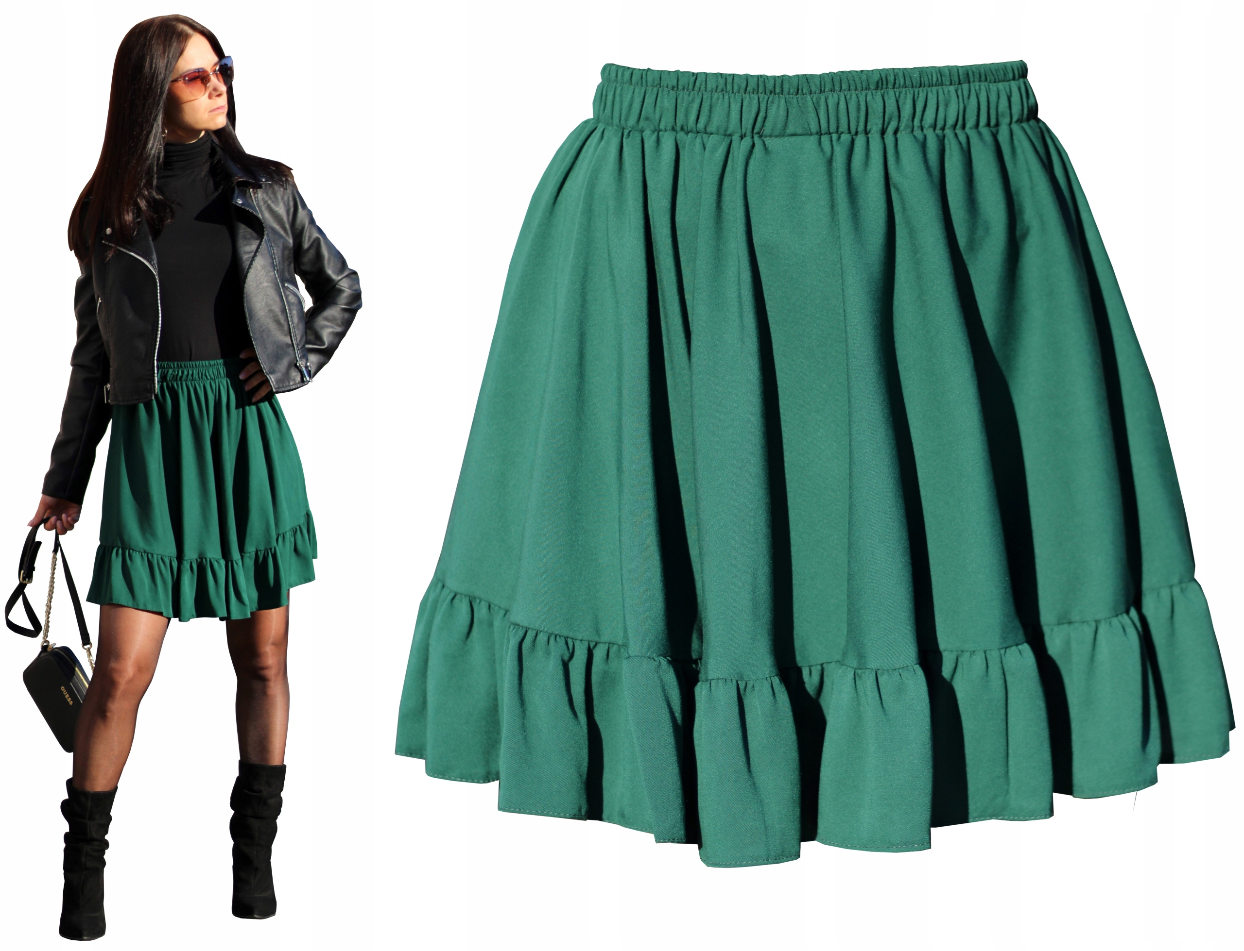 

1 Falbana Butlkowy Zielony spódnica guma półkoło