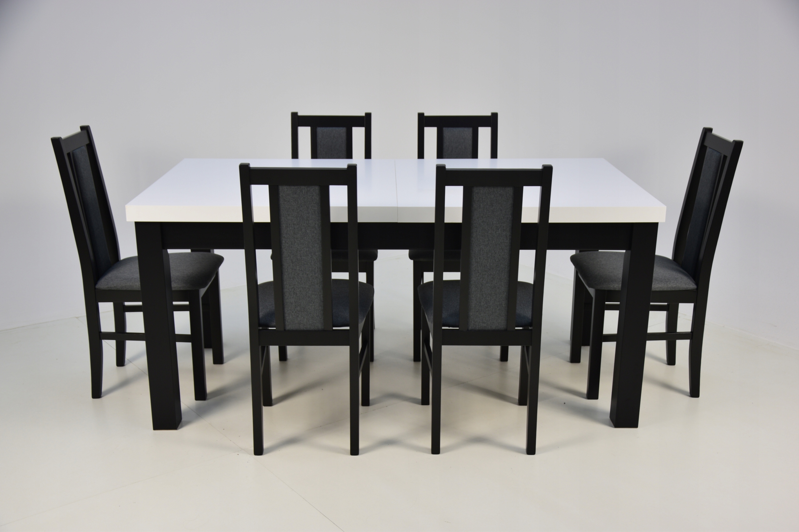 Prosty Stół rozkładany do 2,5m + 6 krzeseł Kształt blatu prostokątny