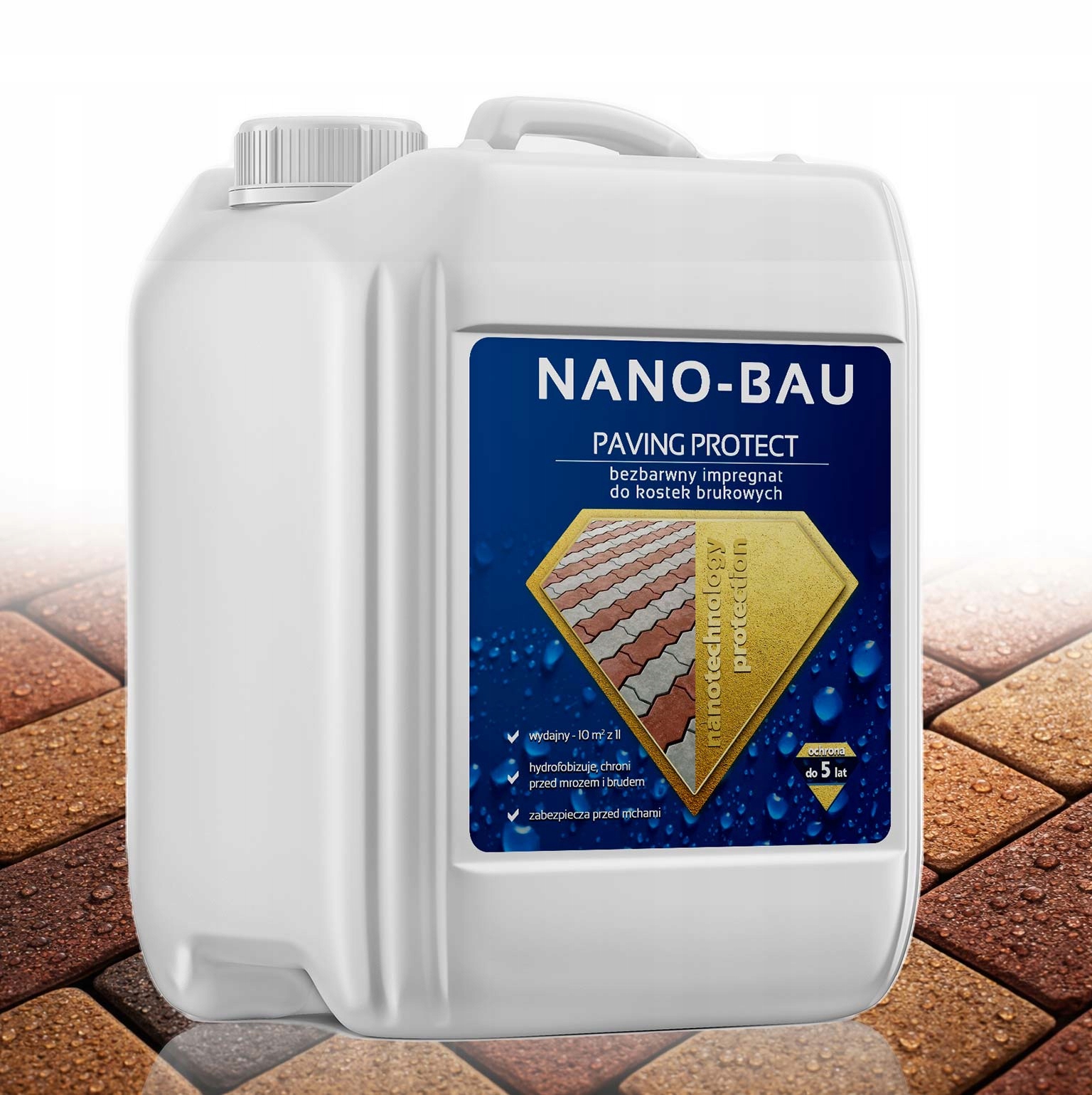 Bezbarwny impregnat do kostki Nano-bau paving 5L/35m2 5lat Efekt Perlenia