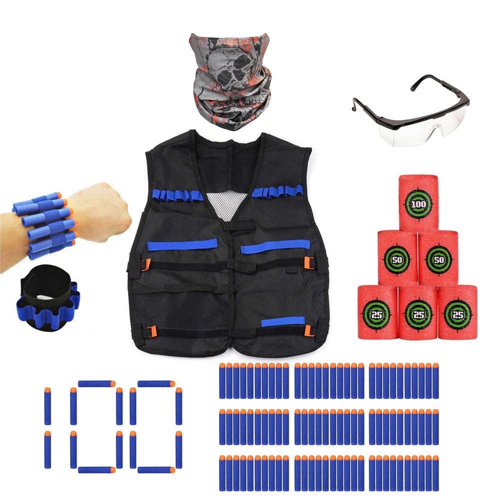 

Zestaw Do Nerf Kamizelka Strzałki Cele Bandana 6W1
