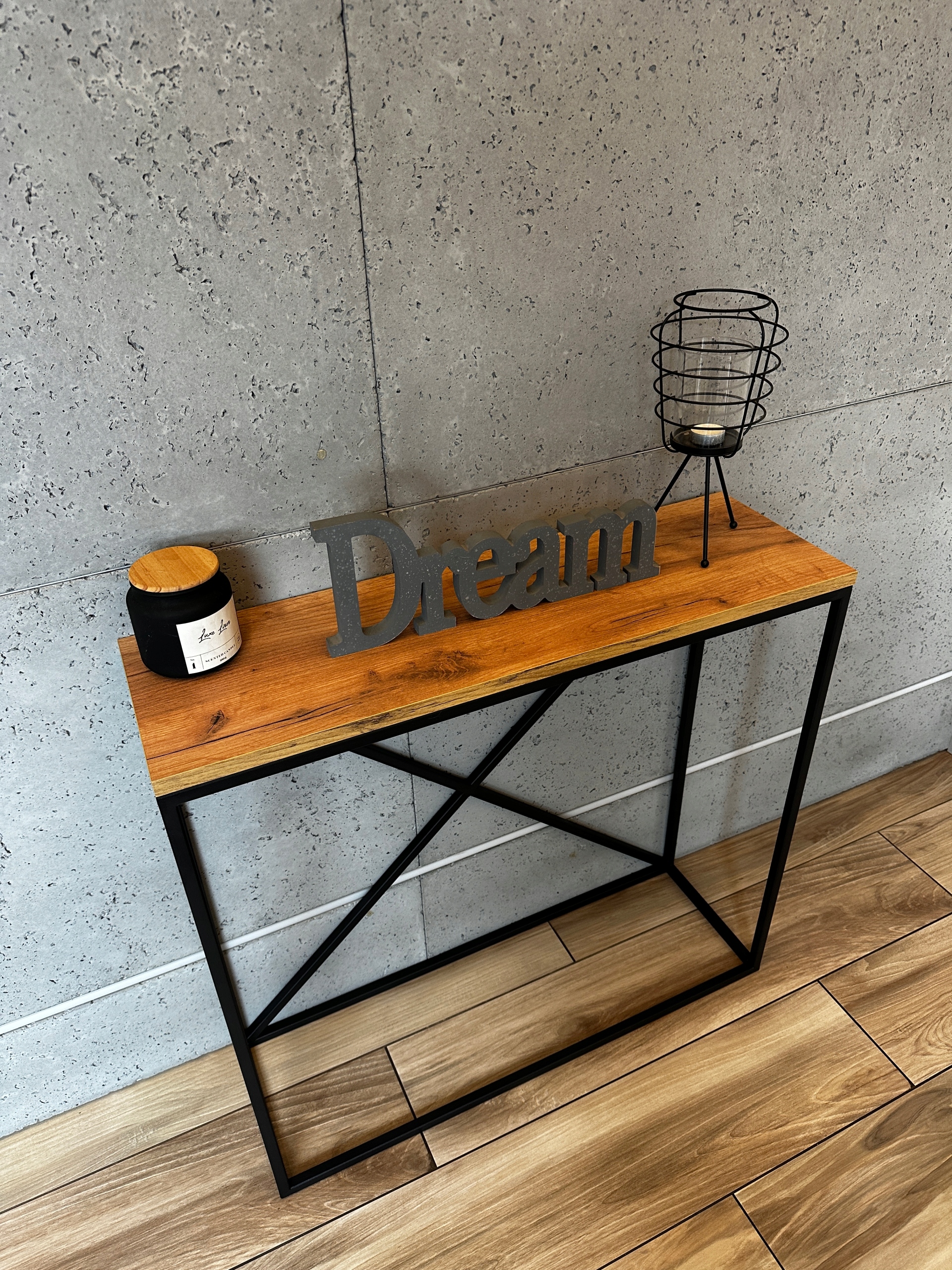 konsolka, toaletka INDUSTRIALNA LOFT 80X25x75 czarna Kolor mebla wielokolorowy