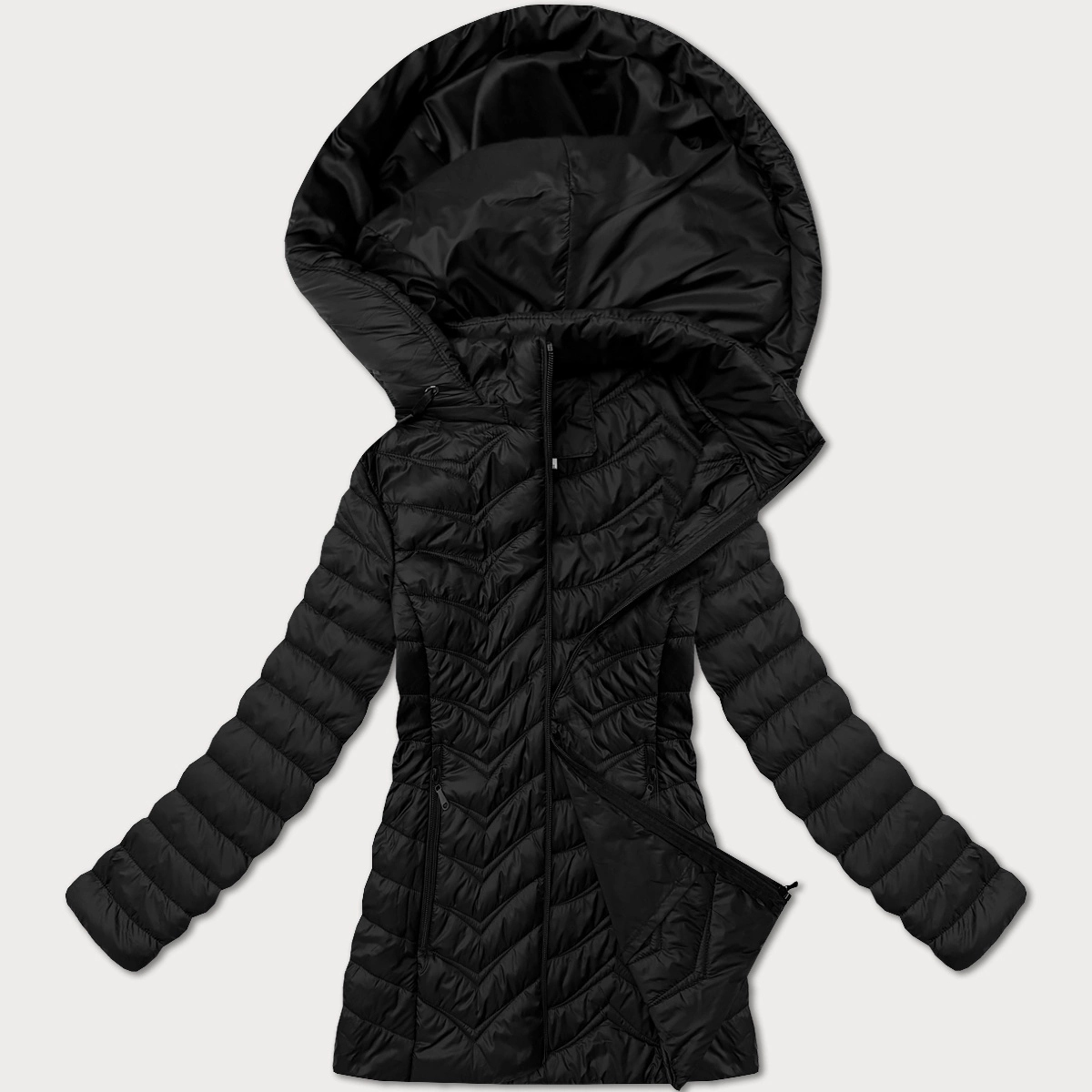 Prošívaná Bunda Plus Size 16M9261 Černá 52