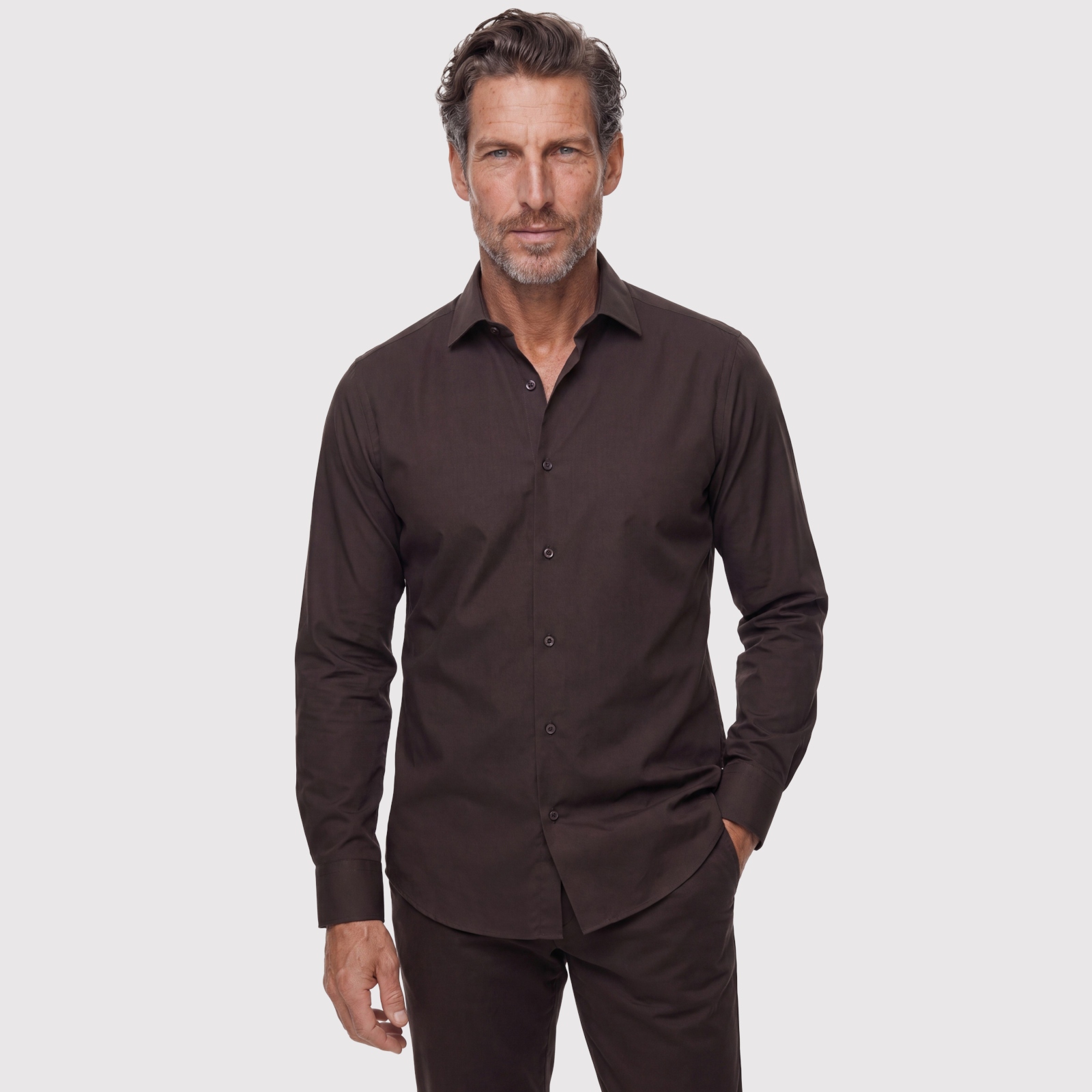 Tmavě hnědá pánská košile bavlna Slim Fit Pako Lorente vel