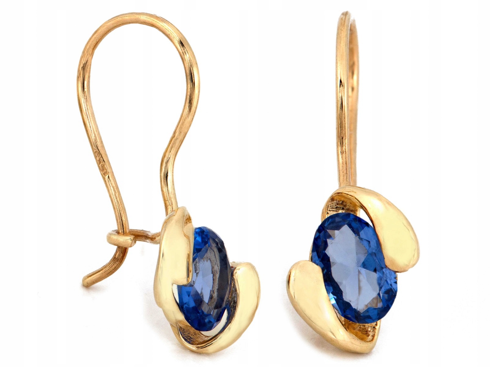 Zlaté náušnice 585 na biglu s modrou zirkonií jsou ideální jako dárek