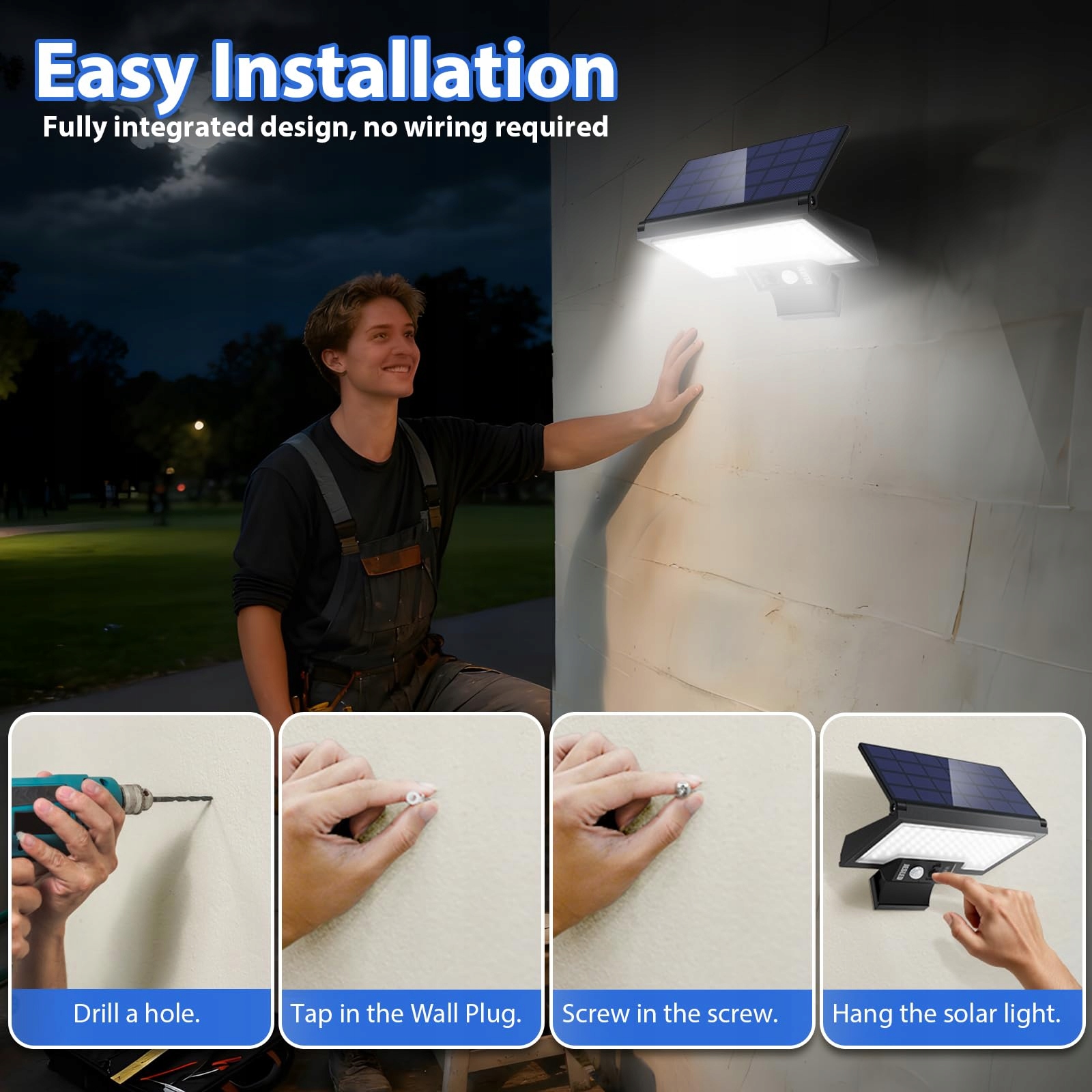 Lampy Solarne Zewnętrzne Z Czujnikiem Ruchu Obrotowe Do Ogrodu IP65 JESLED — miniatura 3