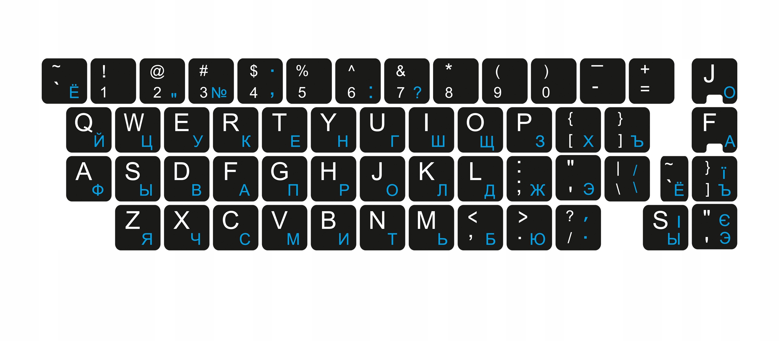 

Laminowane Qwerty Ukraińska 13x13 mm Niebieskie