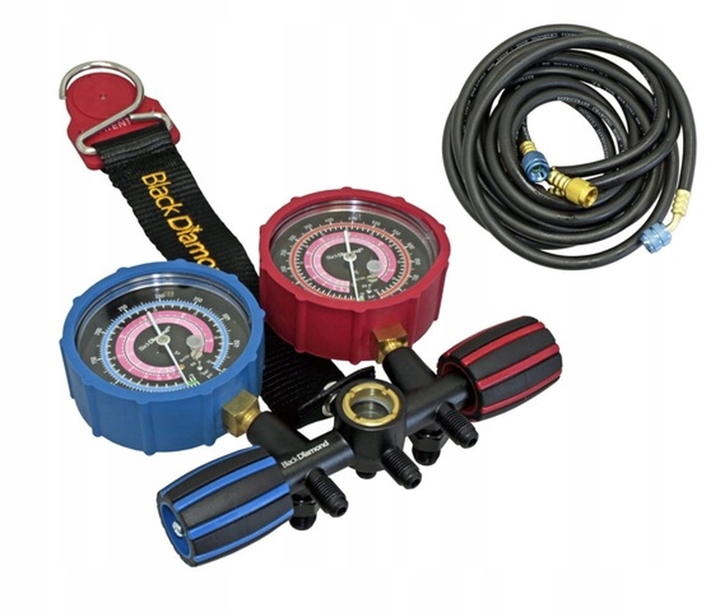 Sada manometrov pre klimatizáciu R32 R410A R407C Black Diamond